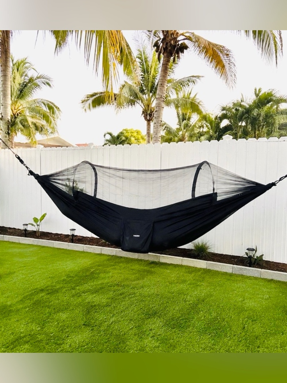 Portable Black Hammock with Built-In Mosquito Net